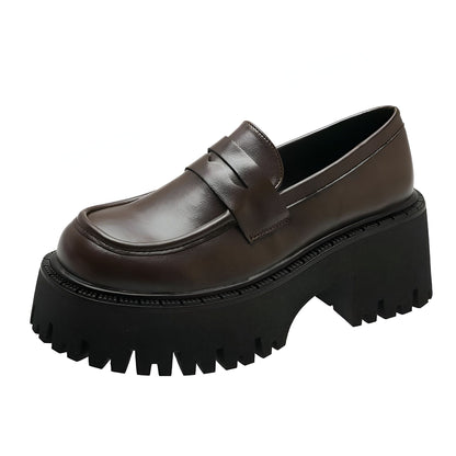 Luxia Mocassins Femme Cuir Marron Semelle Plateforme