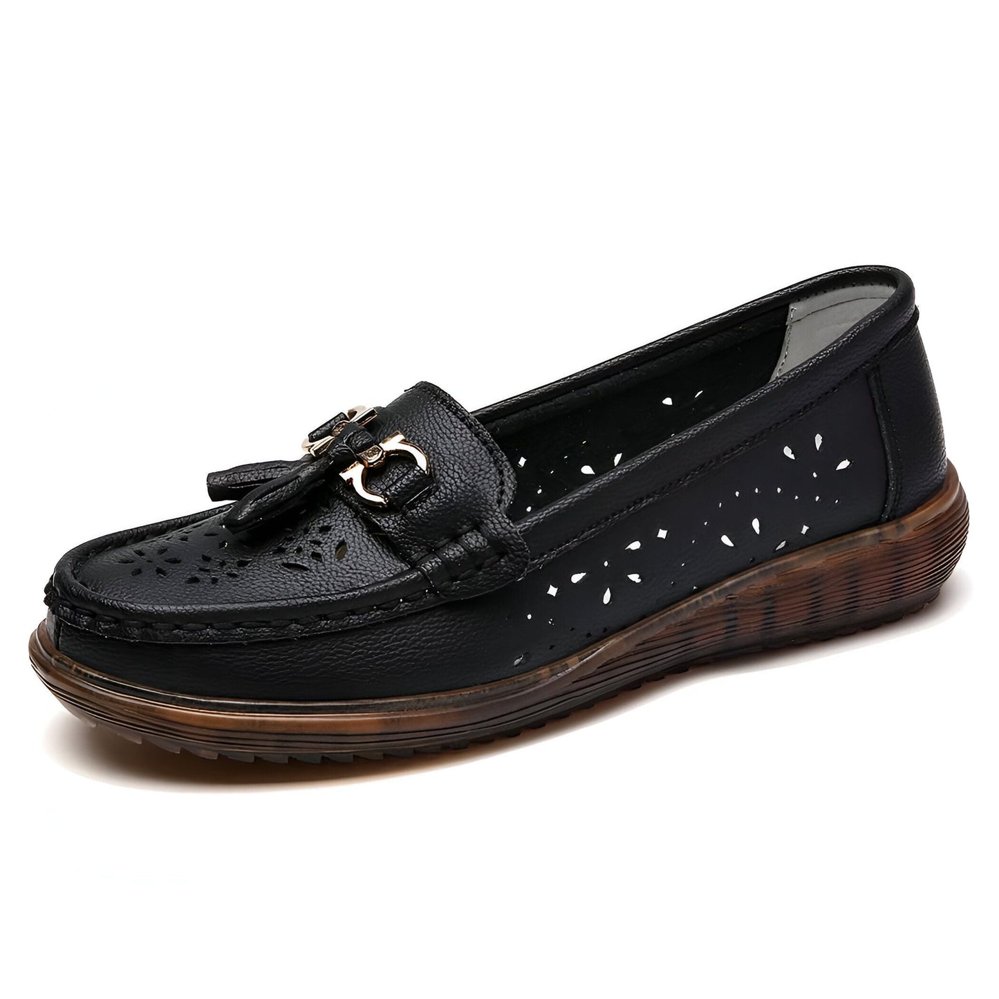 Luxe Mocassins Cuir Souple Femme Glands Blanc
