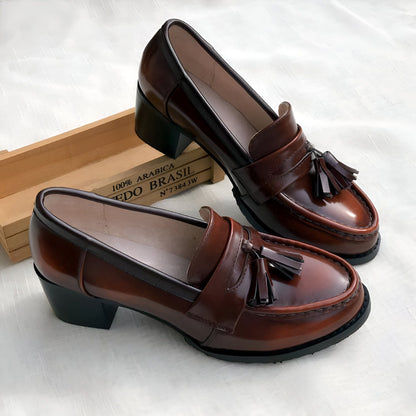 Luxe Mocassins femme cuir talon 5cm semelle rembourrée