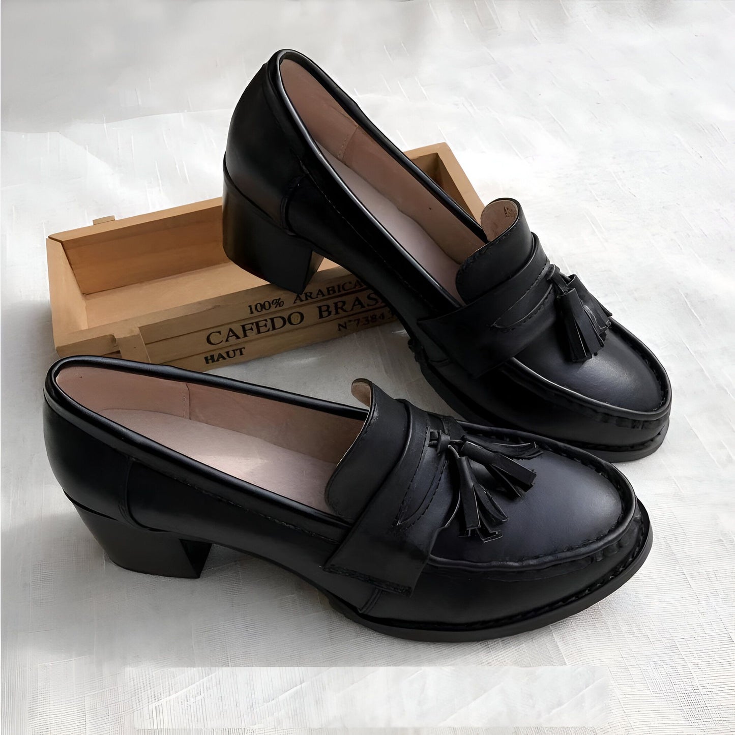 Luxe Mocassins femme cuir talon 5cm semelle rembourrée