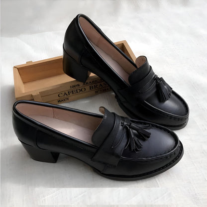 Luxe Mocassins femme cuir talon 5cm semelle rembourrée