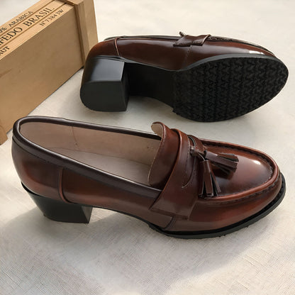 Luxe Mocassins femme cuir talon 5cm semelle rembourrée