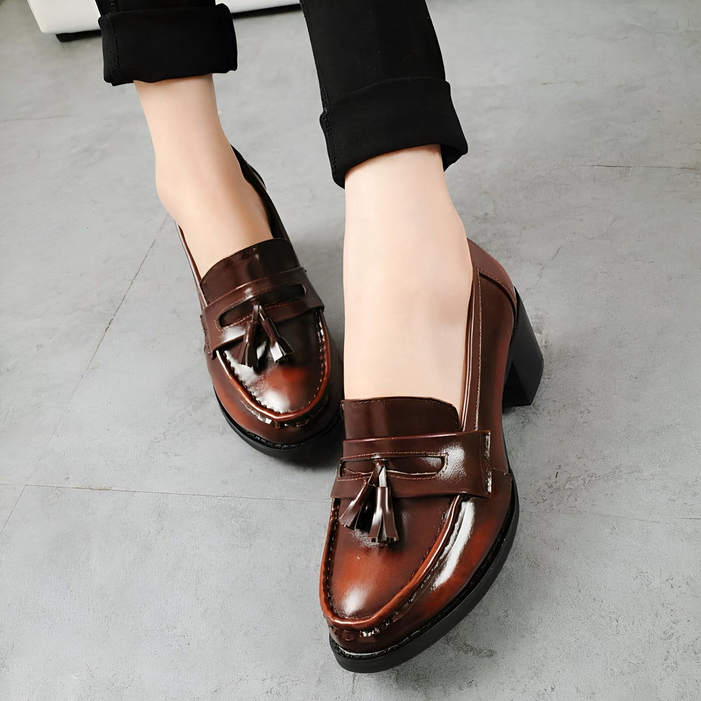 Luxe Mocassins femme cuir talon 5cm semelle rembourrée
