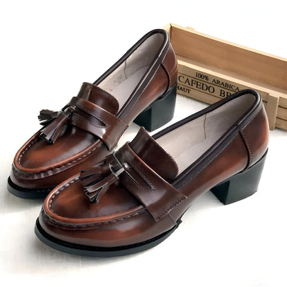 Luxe Mocassins femme cuir talon 5cm semelle rembourrée