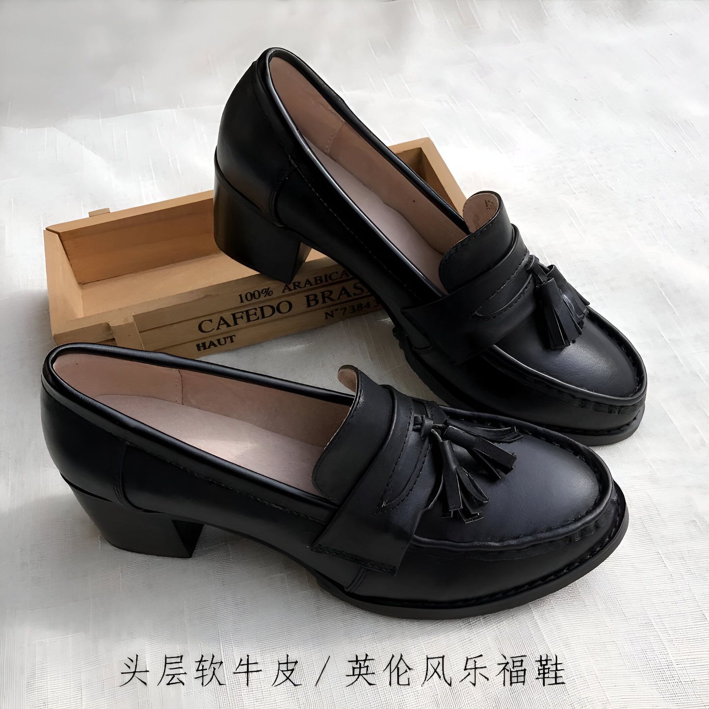 Luxe Mocassins femme cuir talon 5cm semelle rembourrée
