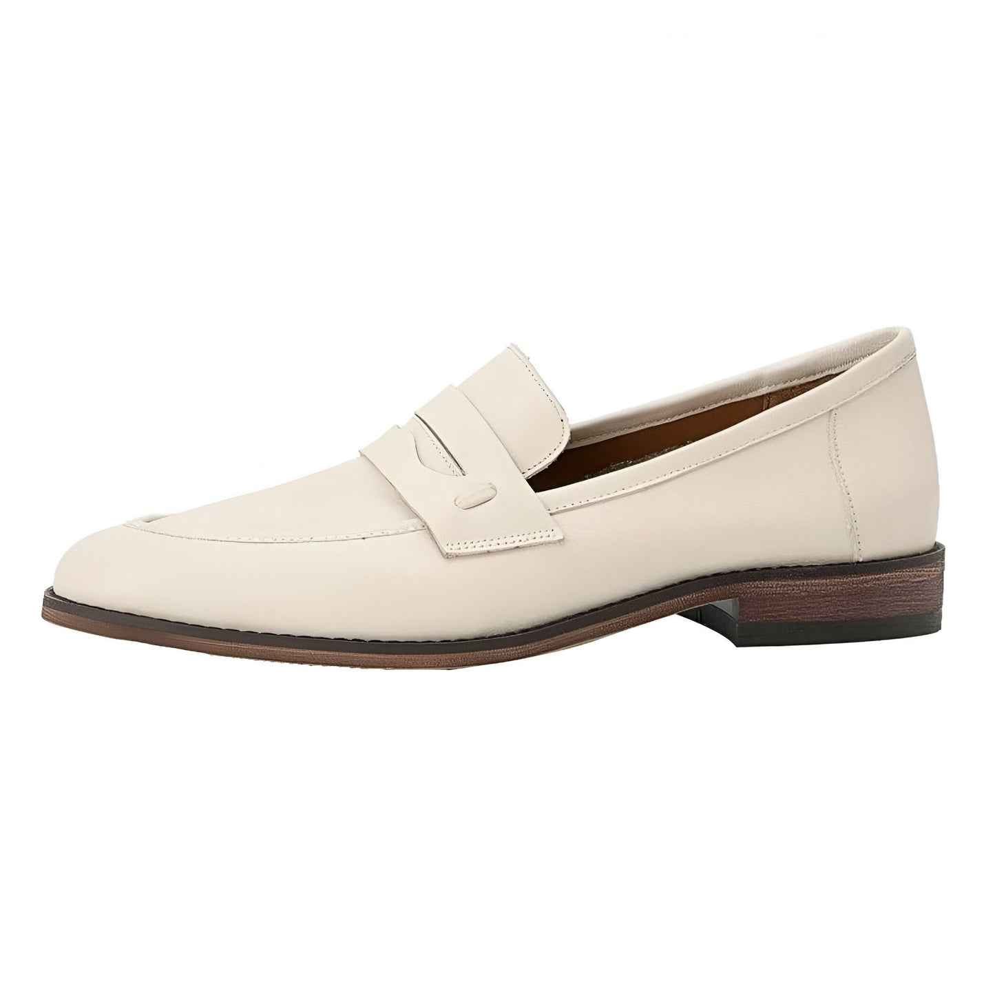 Signature Mocassins Cuir Véritable Beige Semelles Marron