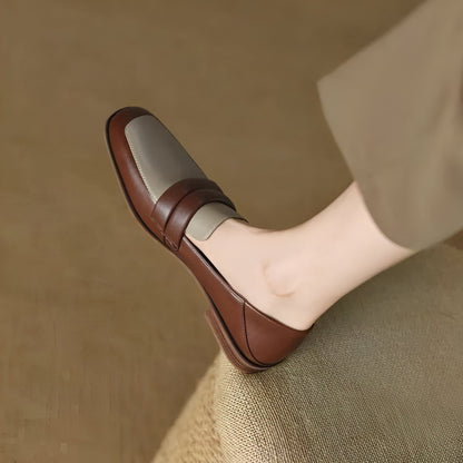 Nexa Mocassins Cuir Véritable Bicolores Talon Carré
