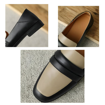 Nexa Mocassins Cuir Véritable Bicolores Talon Carré