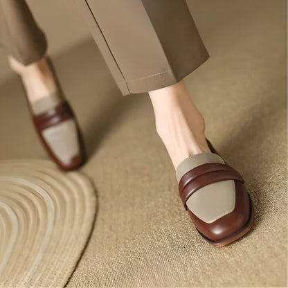 Nexa Mocassins Cuir Véritable Bicolores Talon Carré