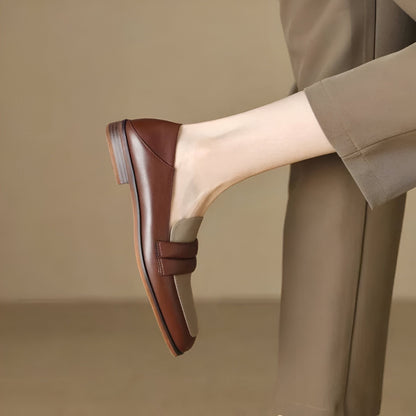 Nexa Mocassins Cuir Véritable Bicolores Talon Carré