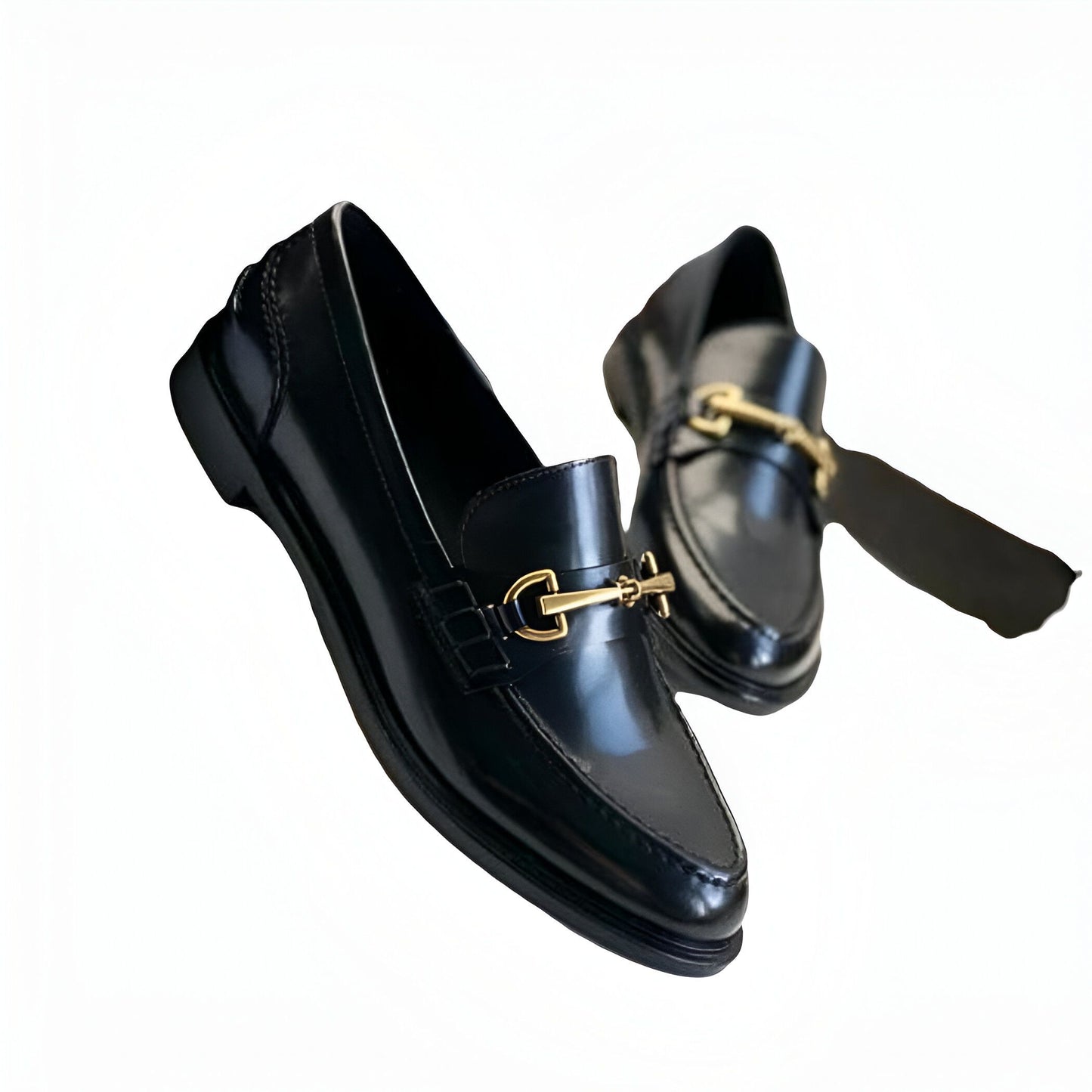 Mocassins Femme Végan Noir – Talon Carré Élégants