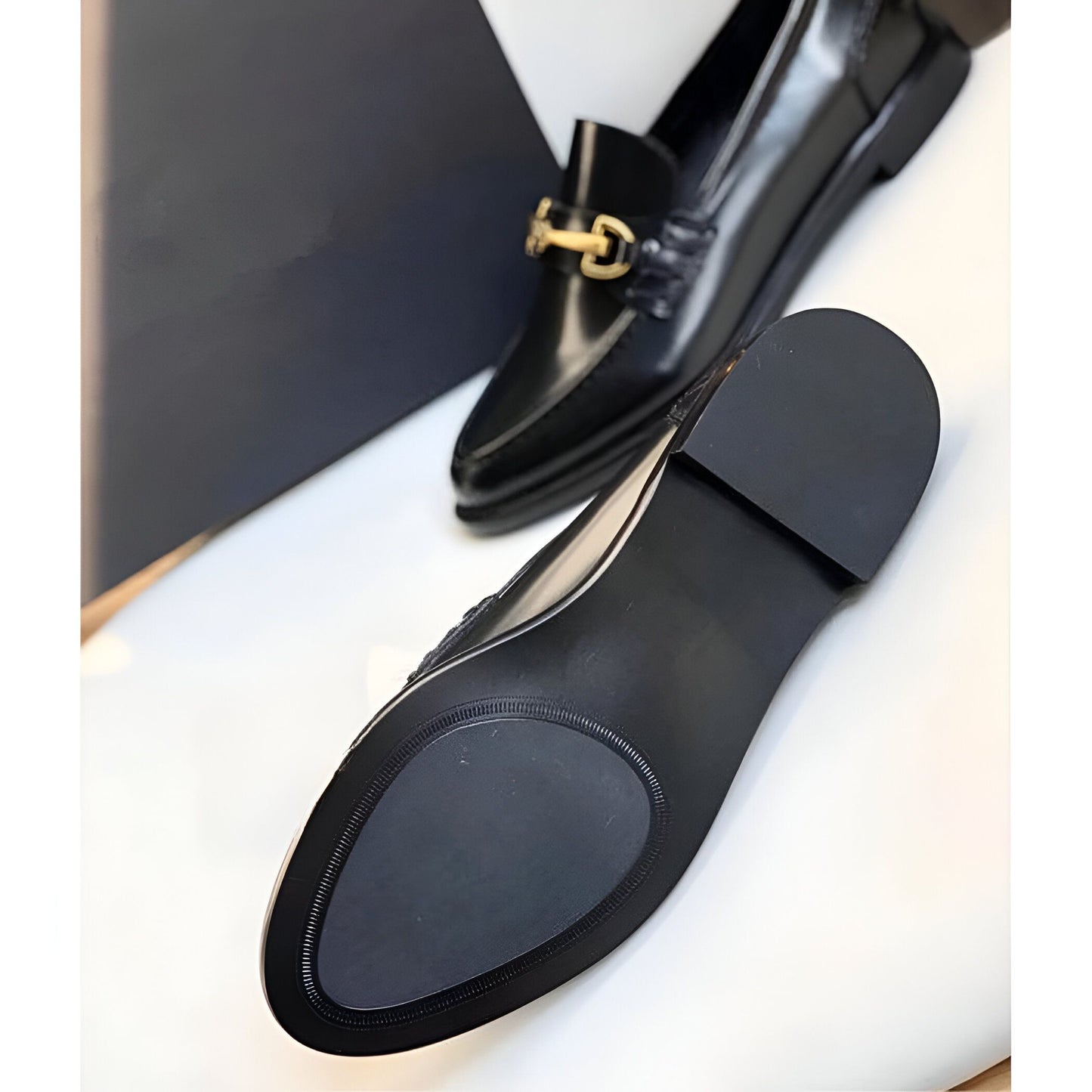 Mocassins Femme Végan Noir – Talon Carré Élégants