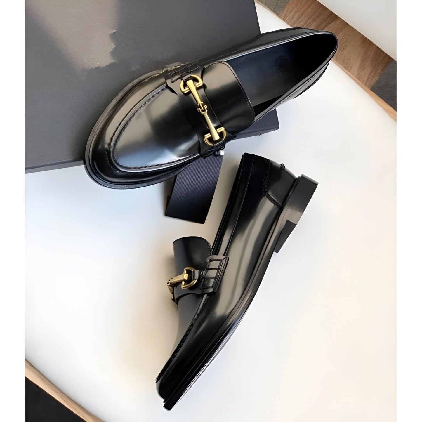 Mocassins Femme Végan Noir – Talon Carré Élégants
