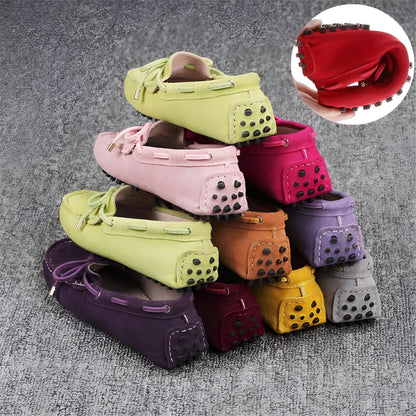Mocassins Daim Souple Confortables Antidérapants Femme