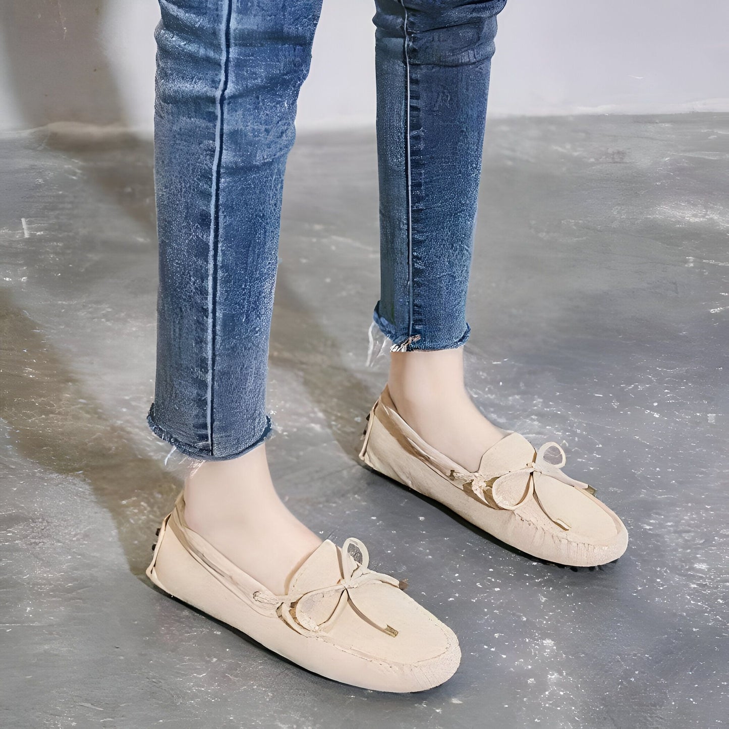 Mocassins Daim Souple Confortables Antidérapants Femme