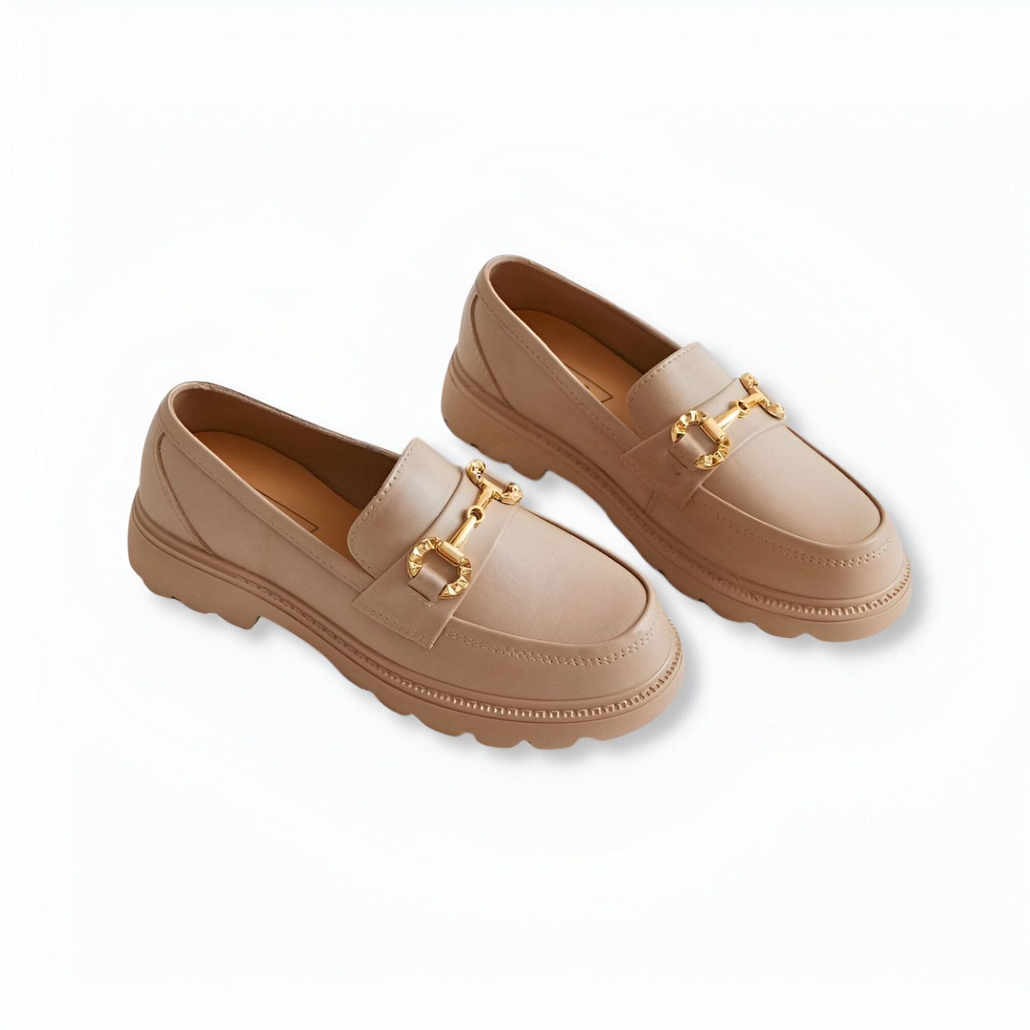 Nova Mocassins Femme Similicuir Chaîne Dorée Confort