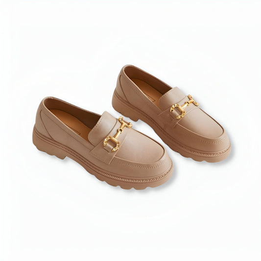 Nova Mocassins Femme Similicuir Chaîne Dorée Confort