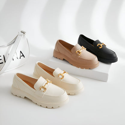 Nova Mocassins Femme Similicuir Chaîne Dorée Confort