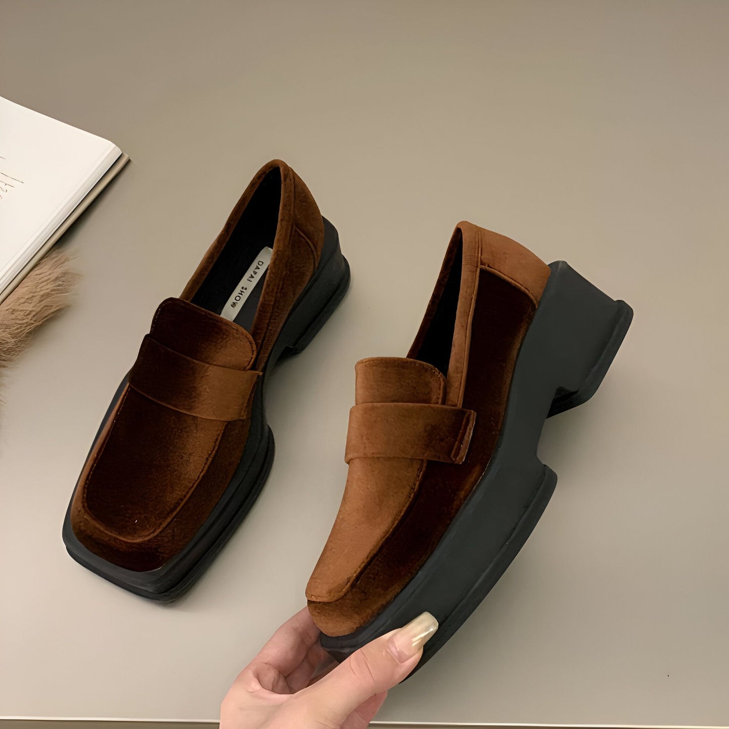 Nova Mocassins Femme Velours Synthétique 5cm Moderne