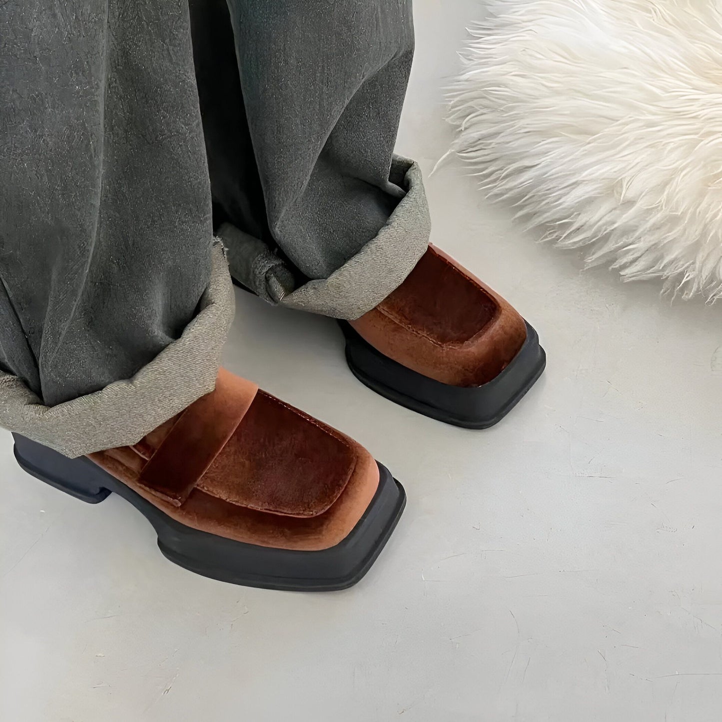 Nova Mocassins Femme Velours Synthétique 5cm Moderne
