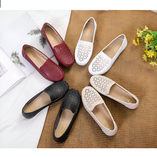 Luxe Mocassins Été Ajourés Confortables Cuir Végan