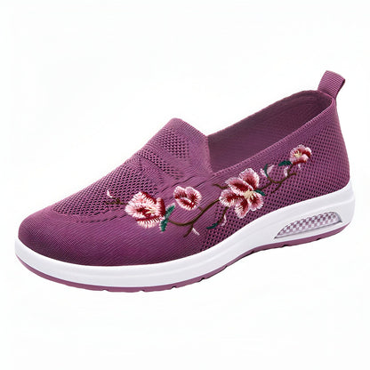 NovaMode Mocassins Maille Fleurs Brodées Femme Été