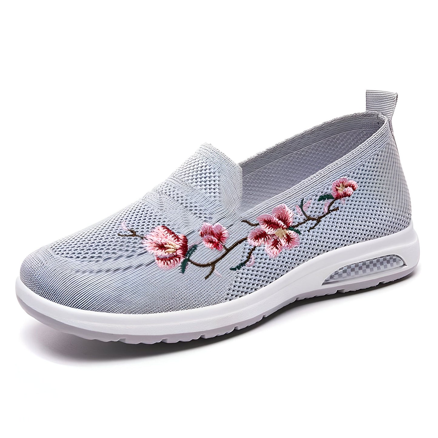 NovaMode Mocassins Maille Fleurs Brodées Femme Été