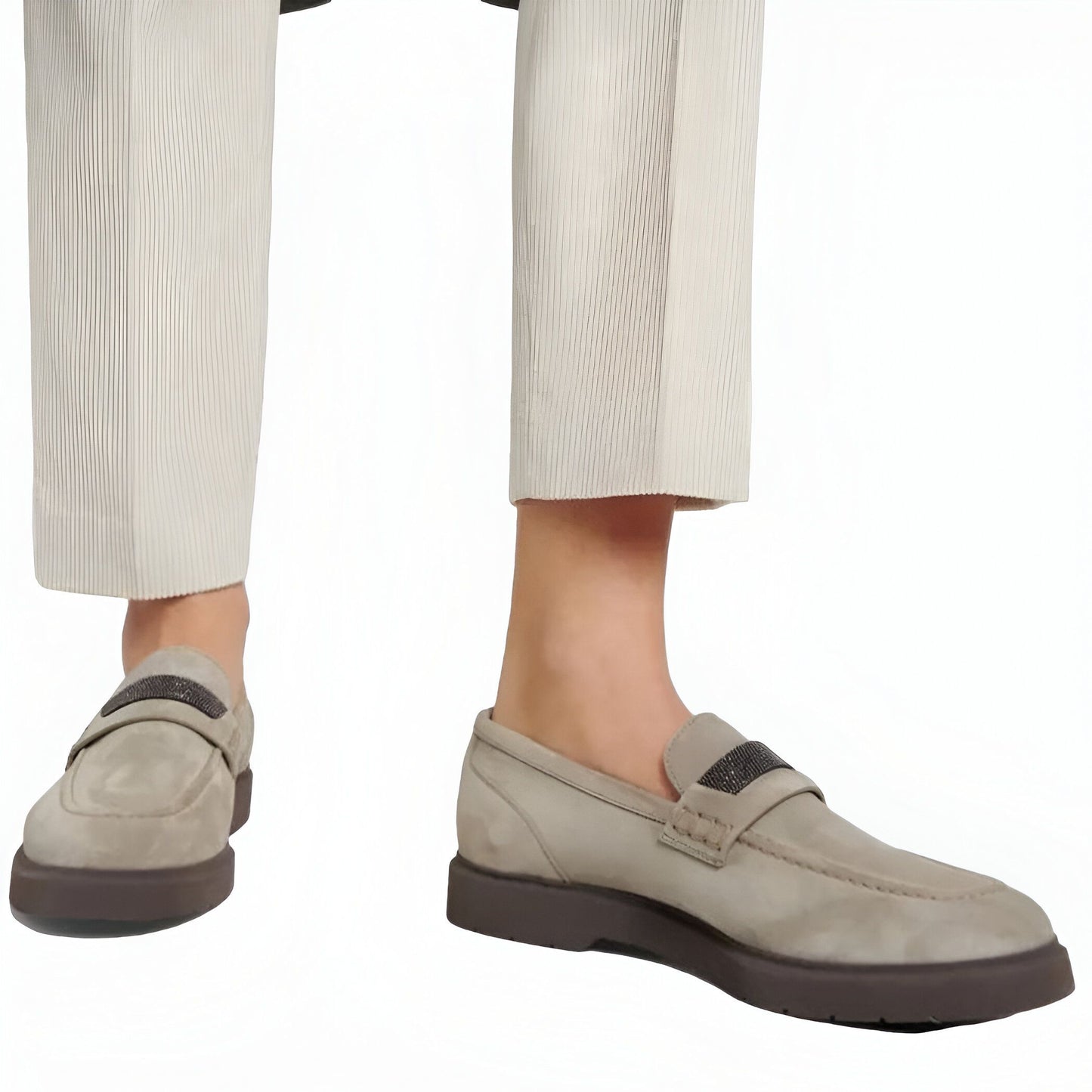 Luxia Mocassins Femme Daim Gris- Confort & Élégance
