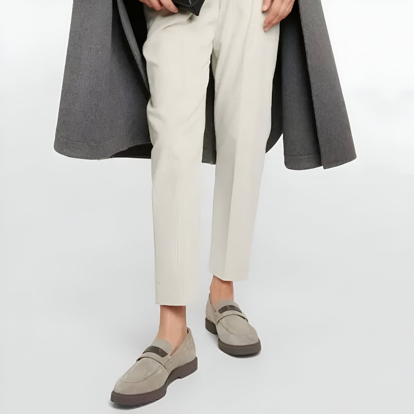 Luxia Mocassins Femme Daim Gris- Confort & Élégance