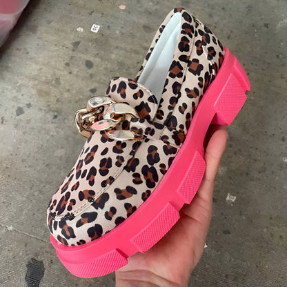 LuxeStep Mocassins Léopard Semelle Rose Femme
