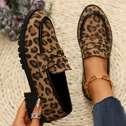 Mocassins Femme Imprimé Léopard Talon Carré - Signature