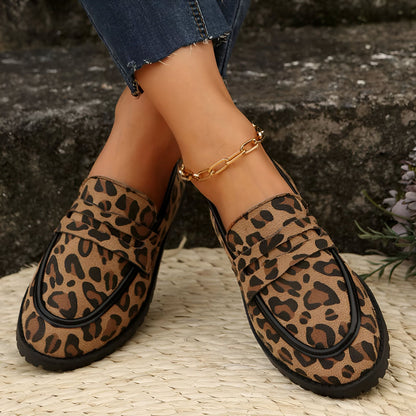 Mocassins Femme Imprimé Léopard Talon Carré - Signature