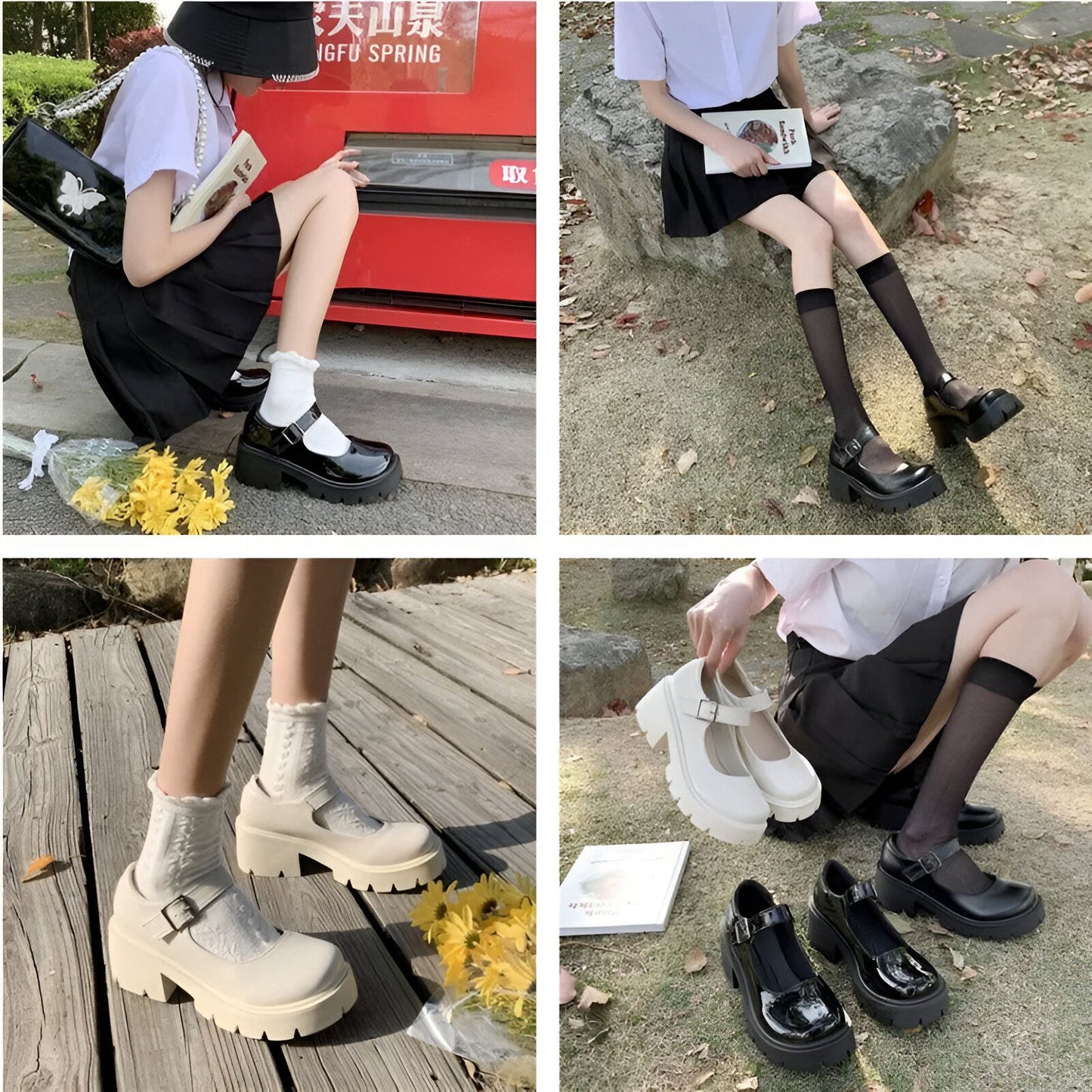 Nova Mocassins Mary Jane Chunky Semelle Épaisse Femme