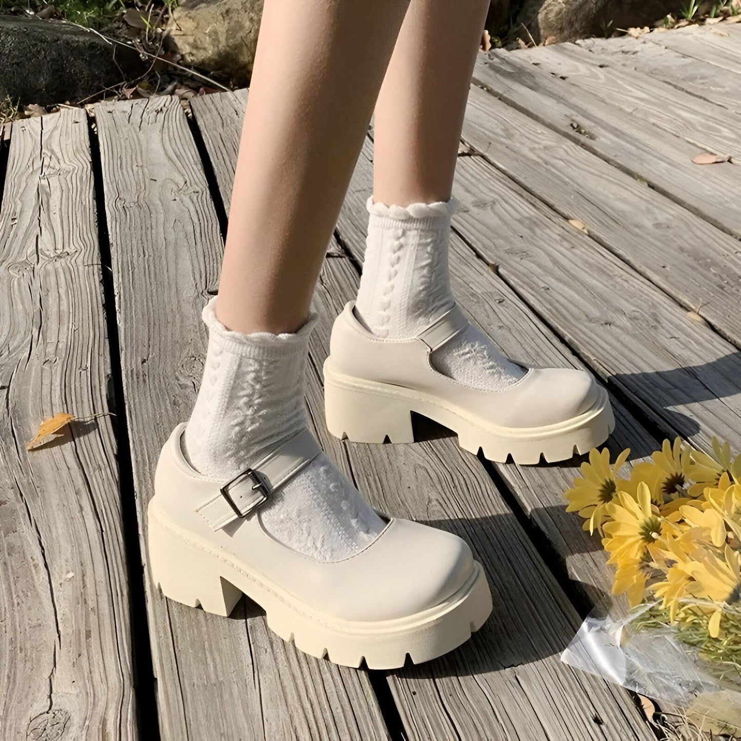 Nova Mocassins Mary Jane Chunky Semelle Épaisse Femme
