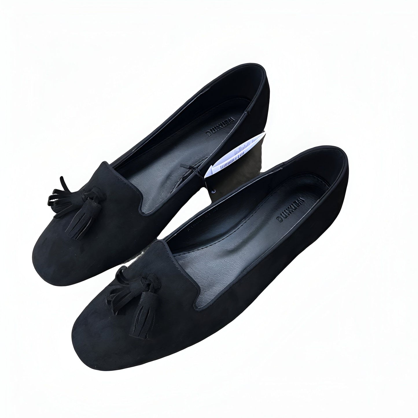 LuxeMoc: Mocassins Femme Noirs Suédine à Glands