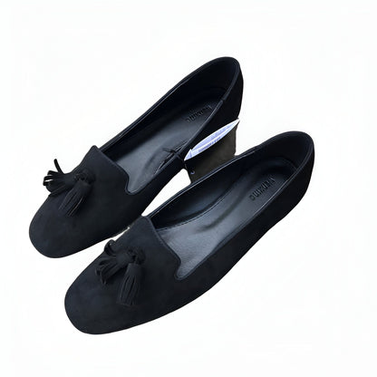 LuxeMoc: Mocassins Femme Noirs Suédine à Glands