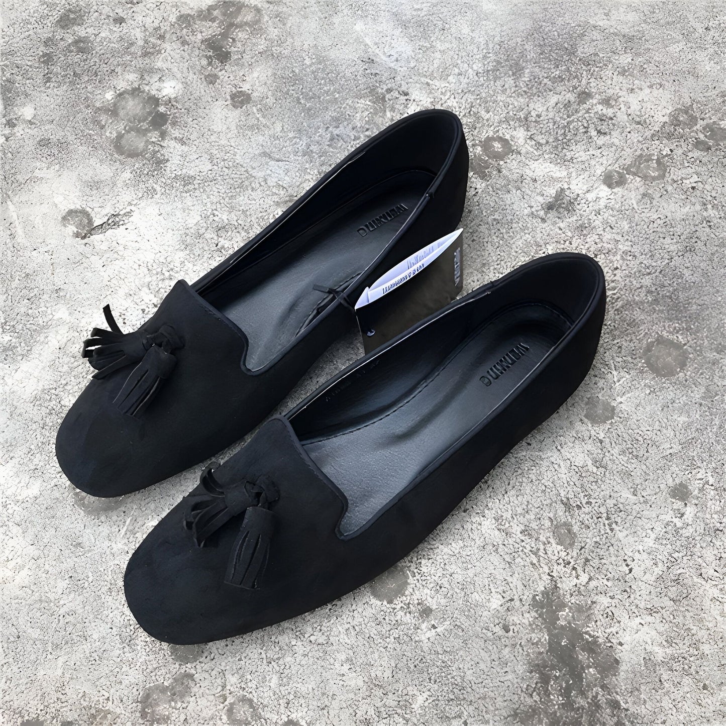 LuxeMoc: Mocassins Femme Noirs Suédine à Glands