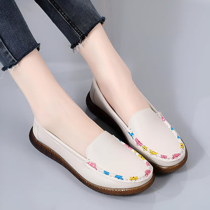 Lumenix Mocassins Femme Noirs - Motifs Floraux Discrets