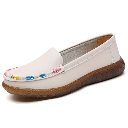Lumenix Mocassins Femme Noirs - Motifs Floraux Discrets