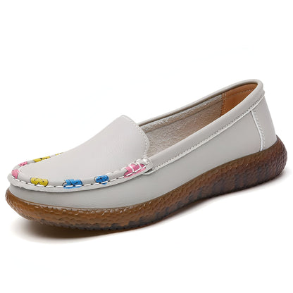 Lumenix Mocassins Femme Noirs - Motifs Floraux Discrets