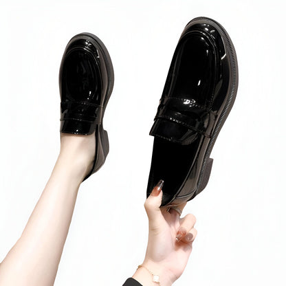 Luxe Mocassins Femme Noirs Vernis Talons Classiques