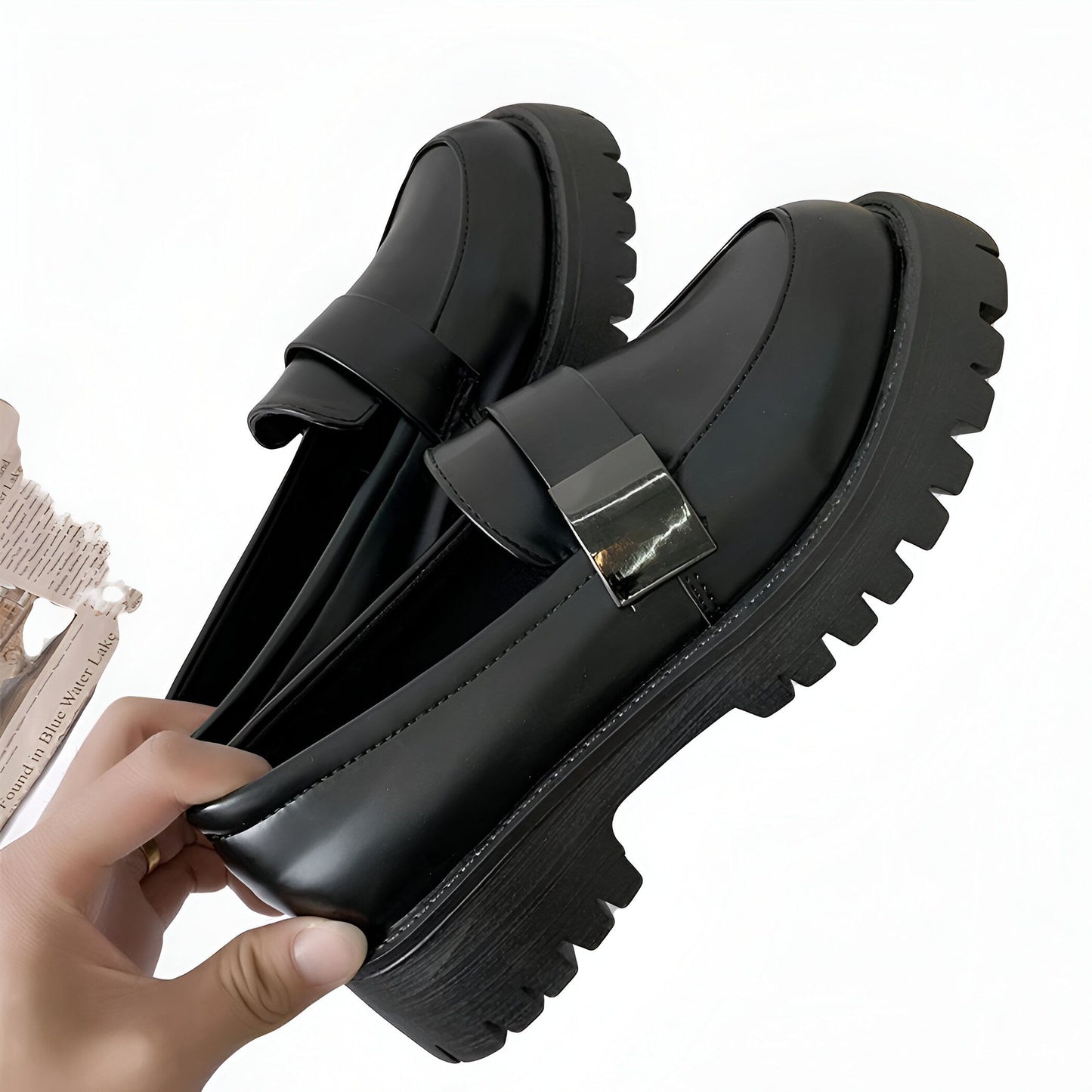 Mocassins Femme Noirs - Plateforme Style Britannique