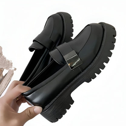 Mocassins Femme Noirs - Plateforme Style Britannique