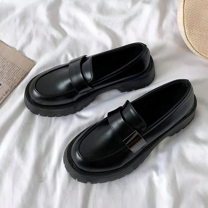 Mocassins Femme Noirs - Plateforme Style Britannique