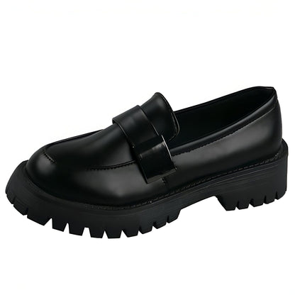 Mocassins Femme Noirs - Plateforme Style Britannique
