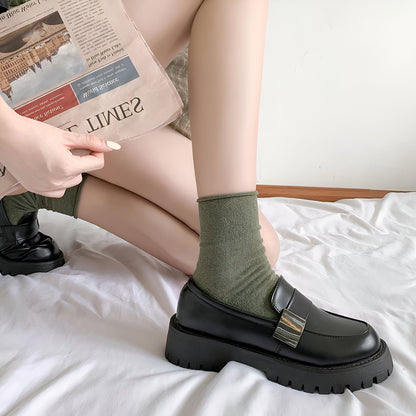 Mocassins Femme Noirs - Plateforme Style Britannique