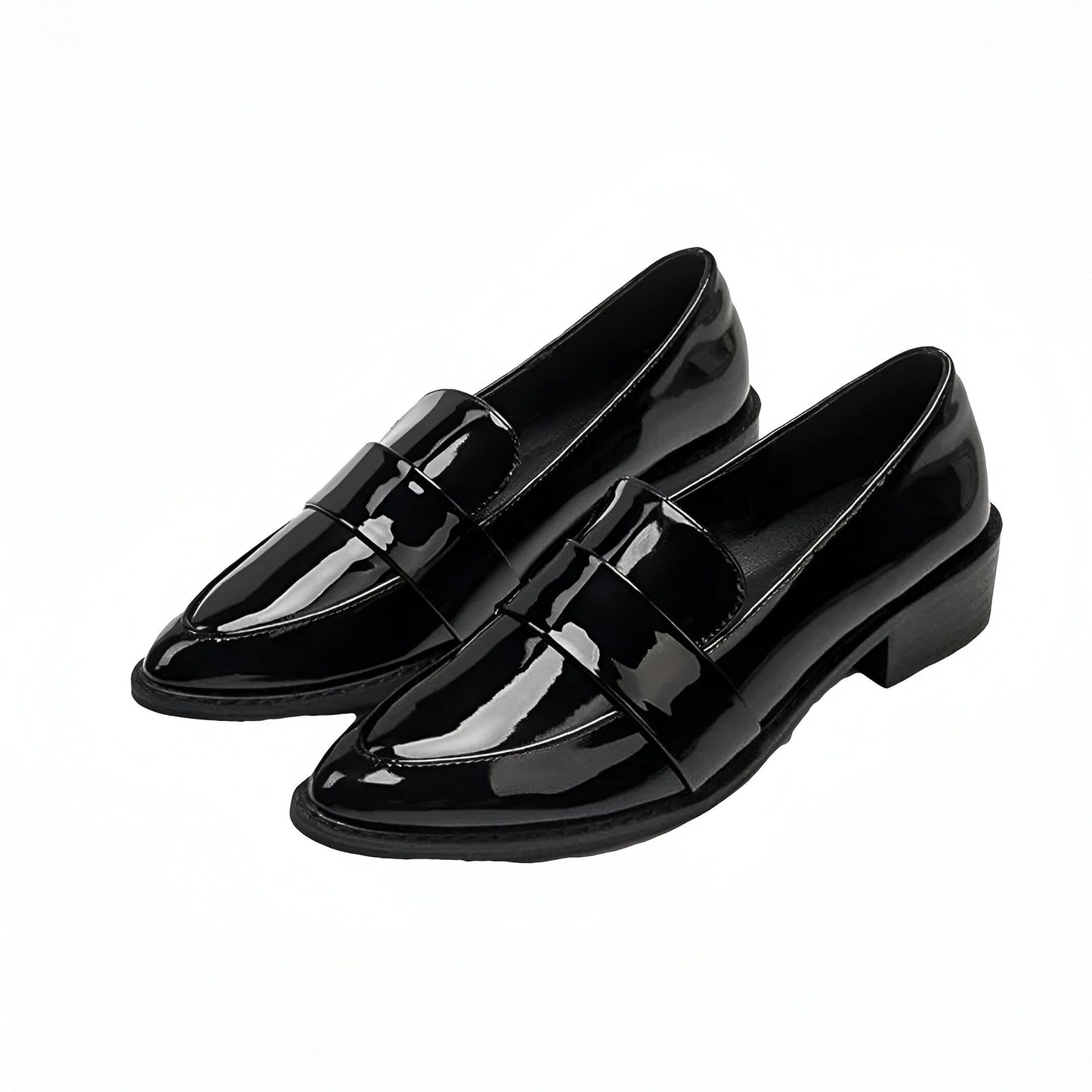 NovaMoc Mocassins Femme Noirs Vernis Bout Pointu