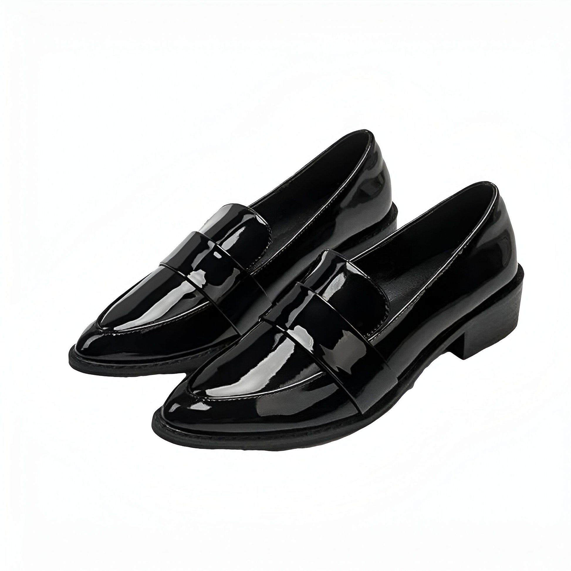 NovaMoc Mocassins Femme Noirs Vernis Bout Pointu