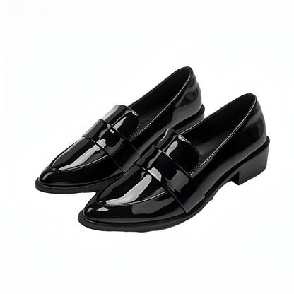 NovaMoc Mocassins Femme Noirs Vernis Bout Pointu
