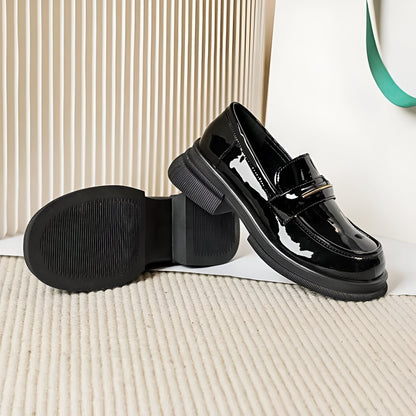 Vivo Mocassins Femme Noirs Vernis Synthétique Élégants